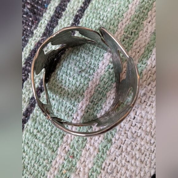 Silver Abstract Bracelet Cuff - Picture 5 of 13